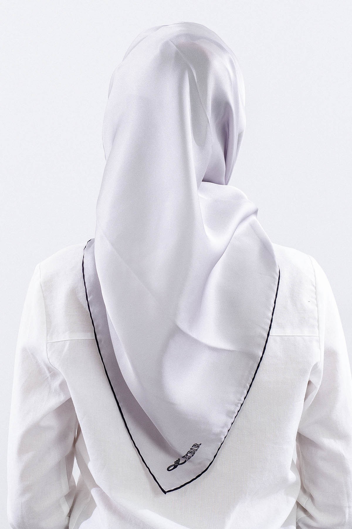 Sade İpek Eşarp Twill İpek - Gri Siyah
