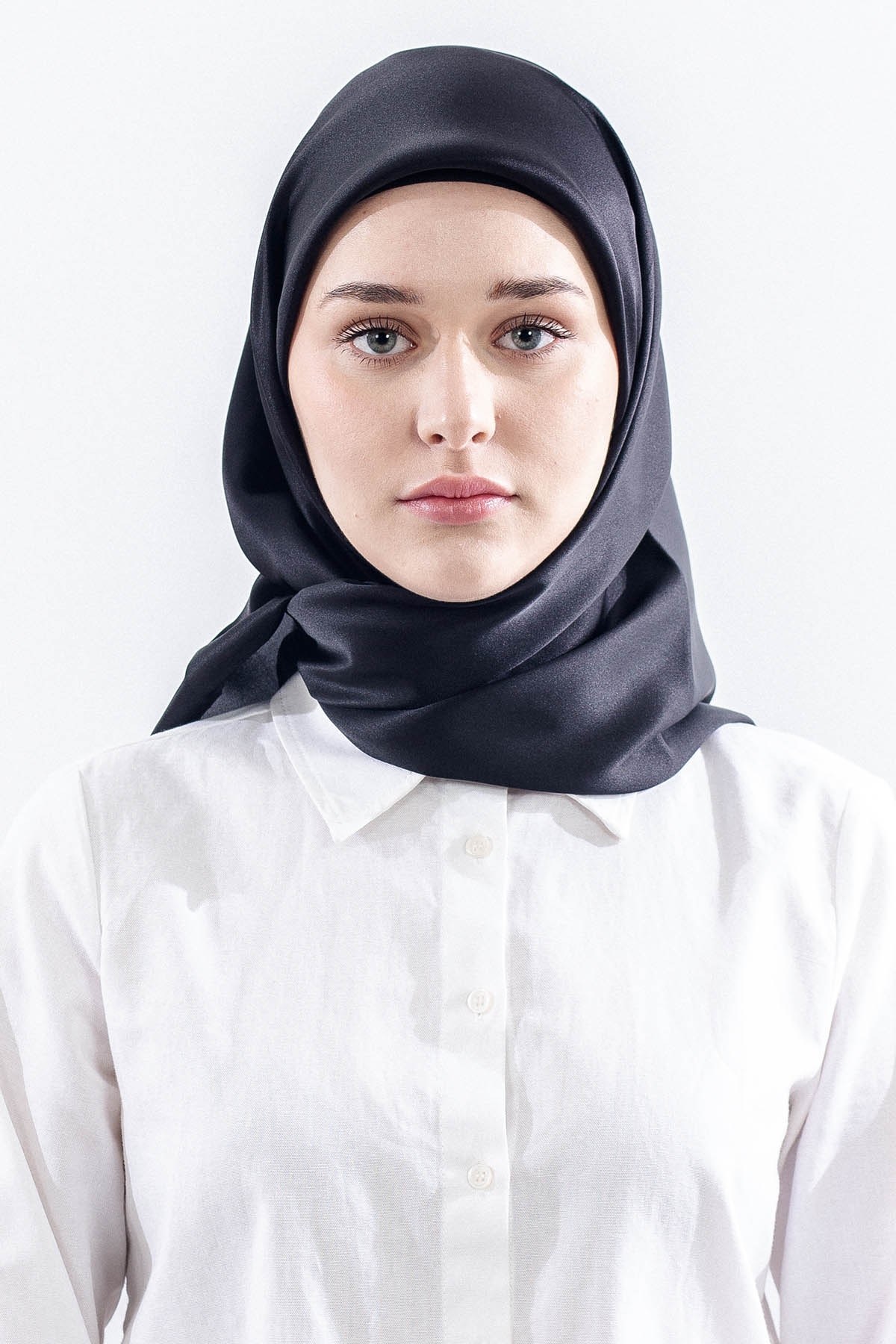 Sade İpek Eşarp Twill İpek - Siyah