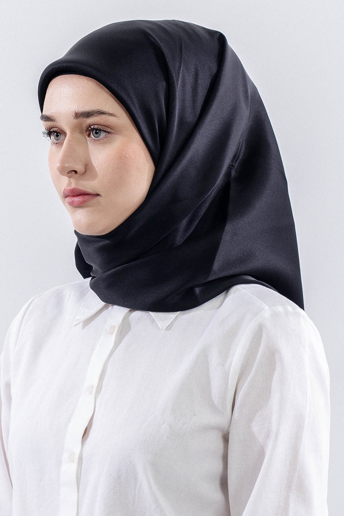 Sade İpek Eşarp Twill İpek - Siyah