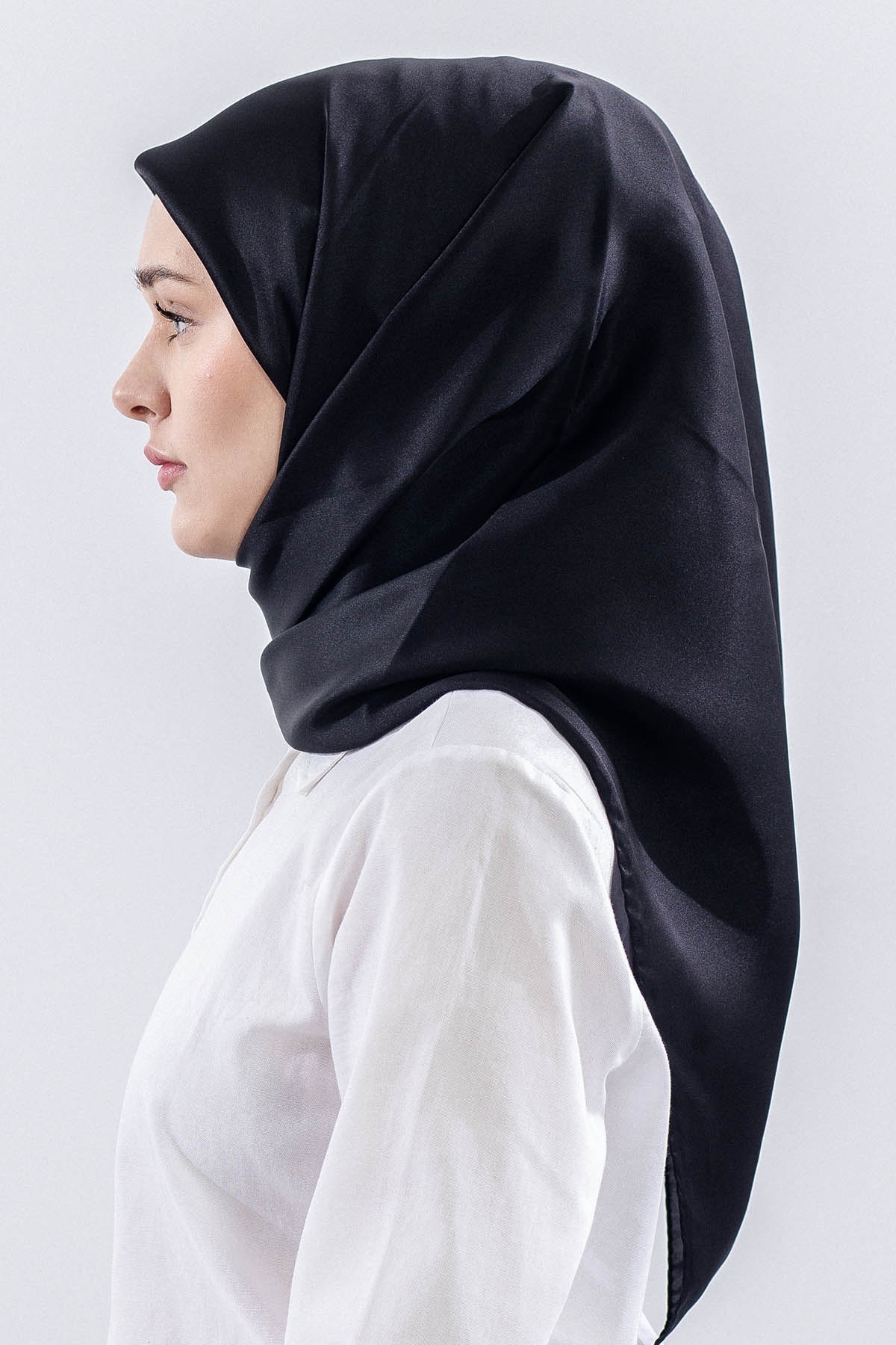 Sade İpek Eşarp Twill İpek - Siyah