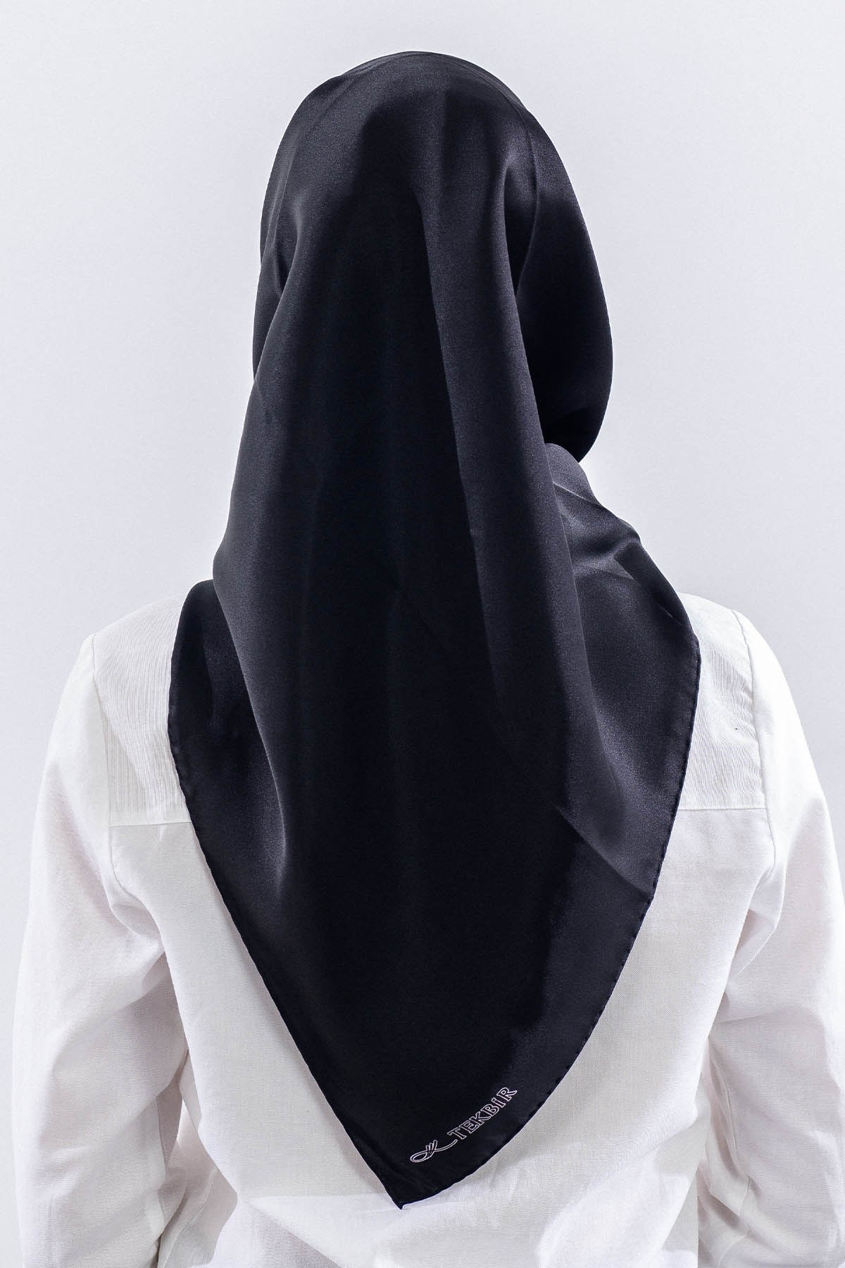Sade İpek Eşarp Twill İpek - Siyah