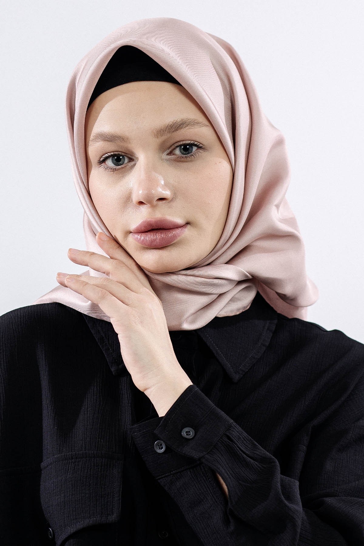 Twill İpek Eşarp Sade - A Vizon