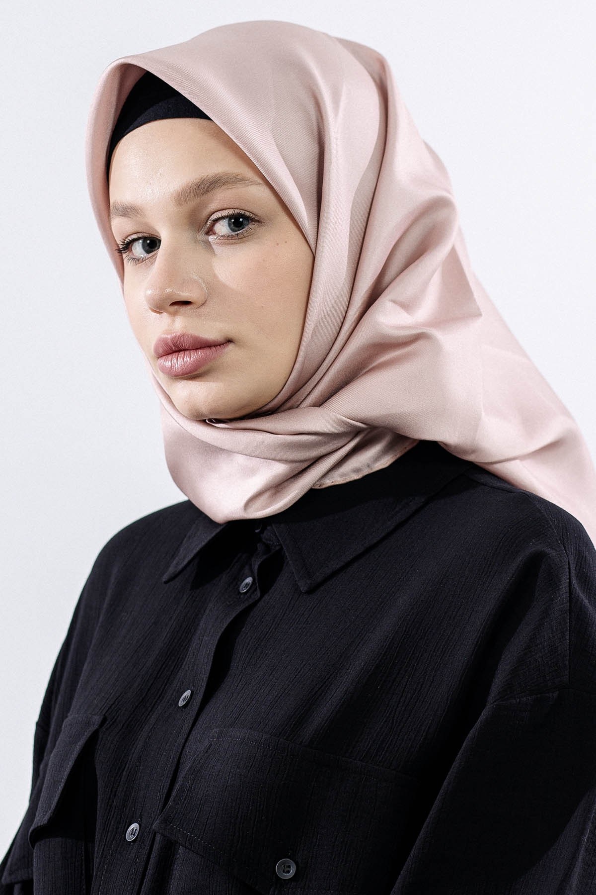 Twill İpek Eşarp Sade - A Vizon