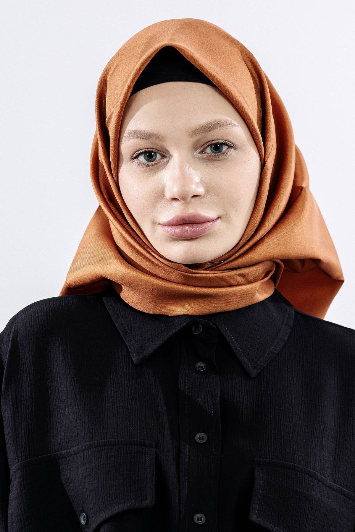 Twill İpek Eşarp Sade - Kiremit