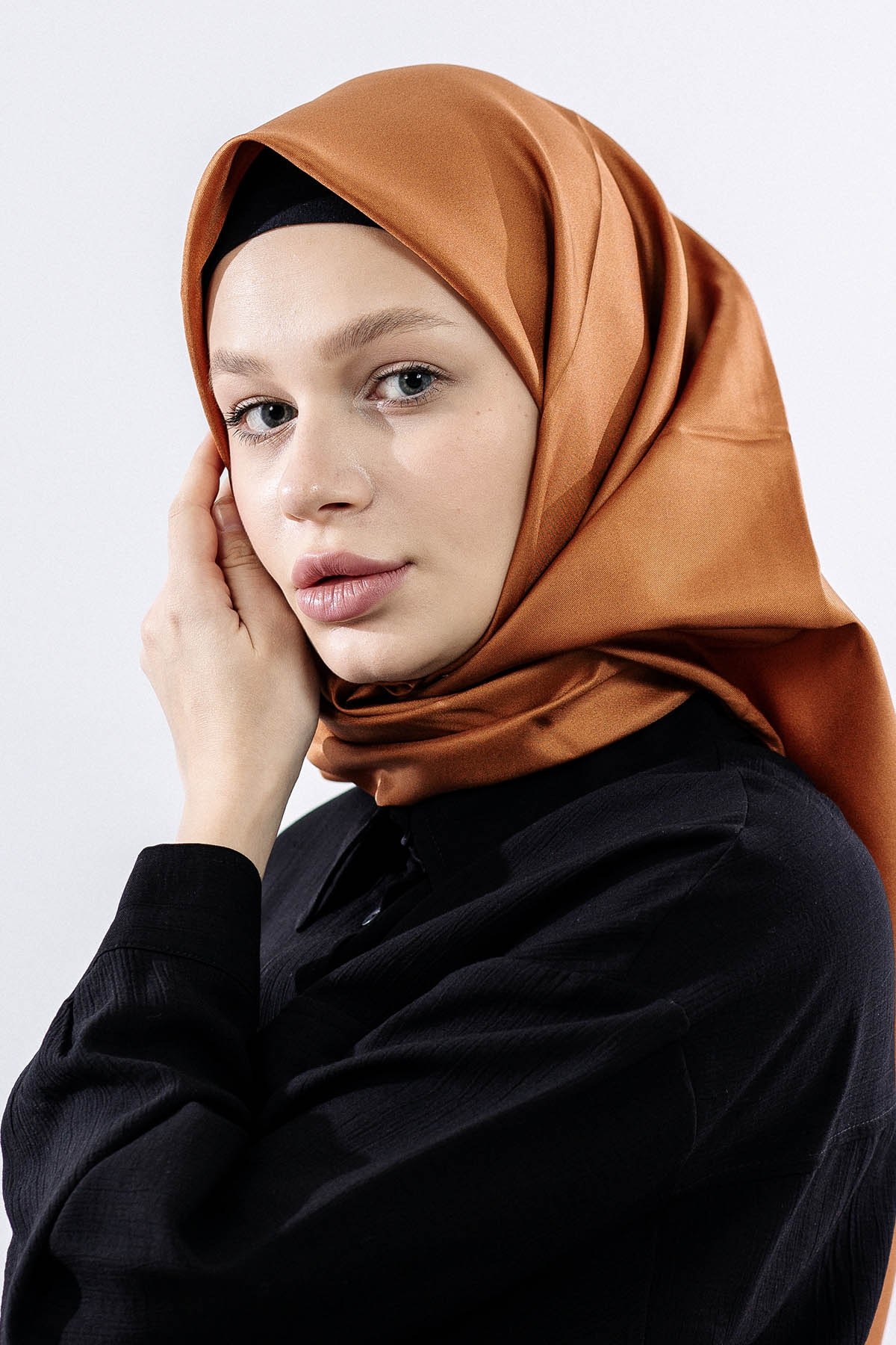 Twill İpek Eşarp Sade - Kiremit
