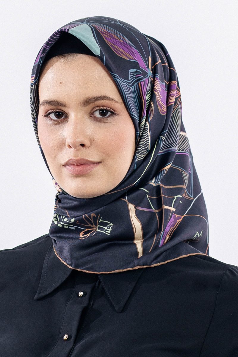 12507 Polyester Eşarp Twill Dokuma 90*90 - Petrol