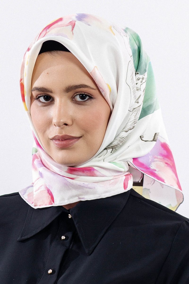 12511 İpek Eşarp Twill Dokuma 90*90 - Krem