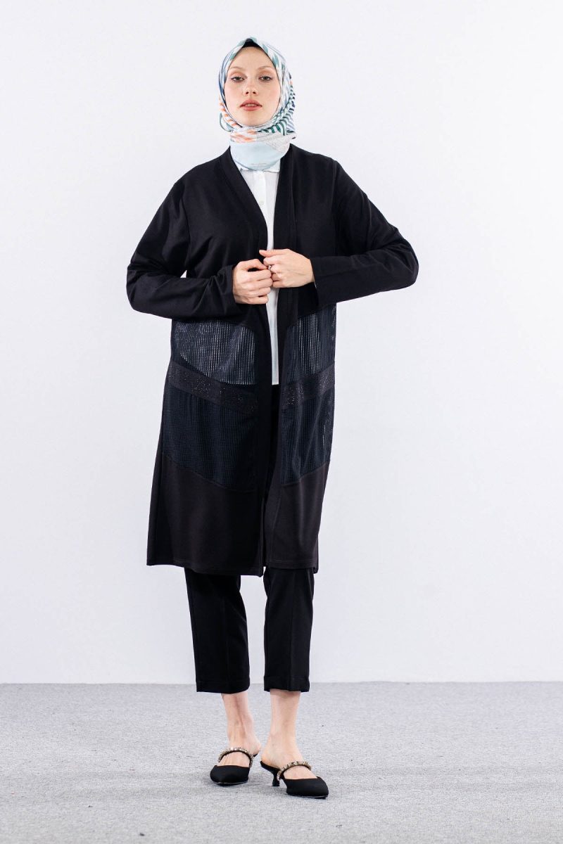 2599 Orta Boy Hırka M-XXL - Siyah