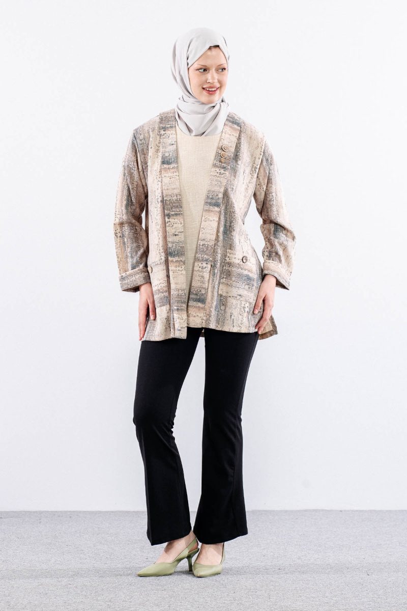 2665 Bayan 2’li Bluz L-XL-2XL-3XL - Kahve