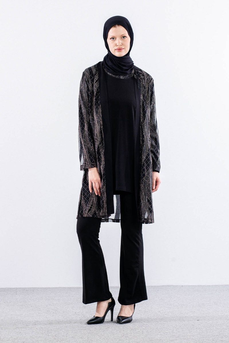 2669 Bayan 2’li Bluz L-XL-2XL-3XL - Siyah
