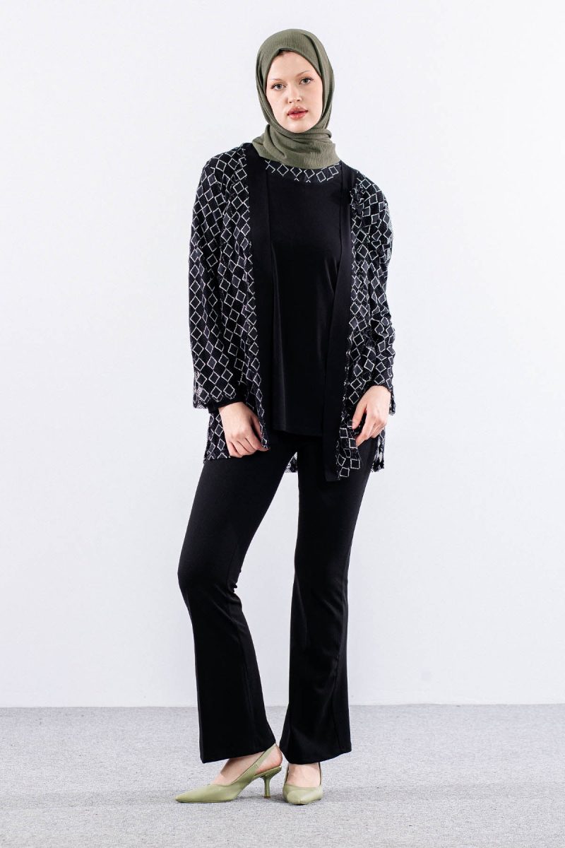 2671 Bayan 2’li Bluz L-XL-2XL-3XL - Siyah