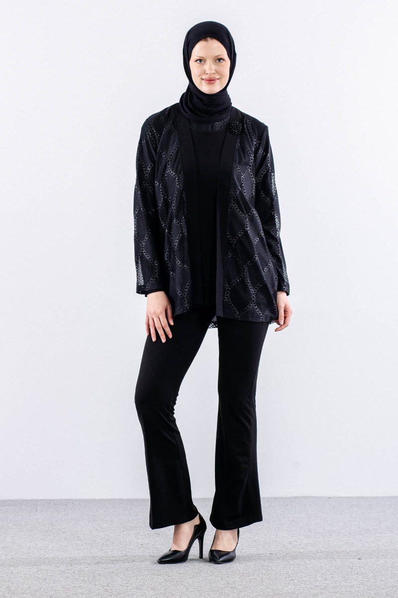 2673 Bayan 2’li Bluz L-XL-2XL-3XL - Siyah