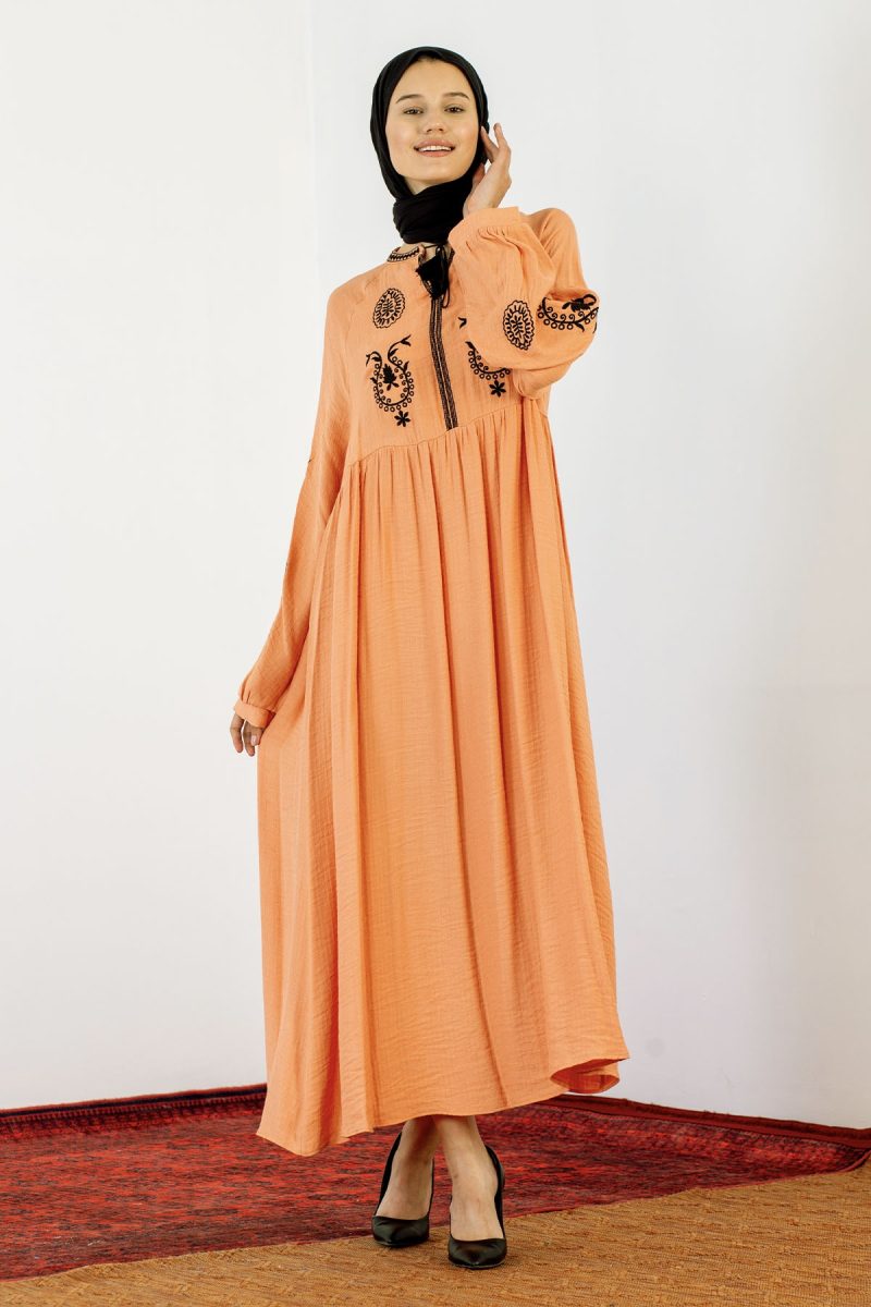 30237 Nakış Elbise Tek - Selentic