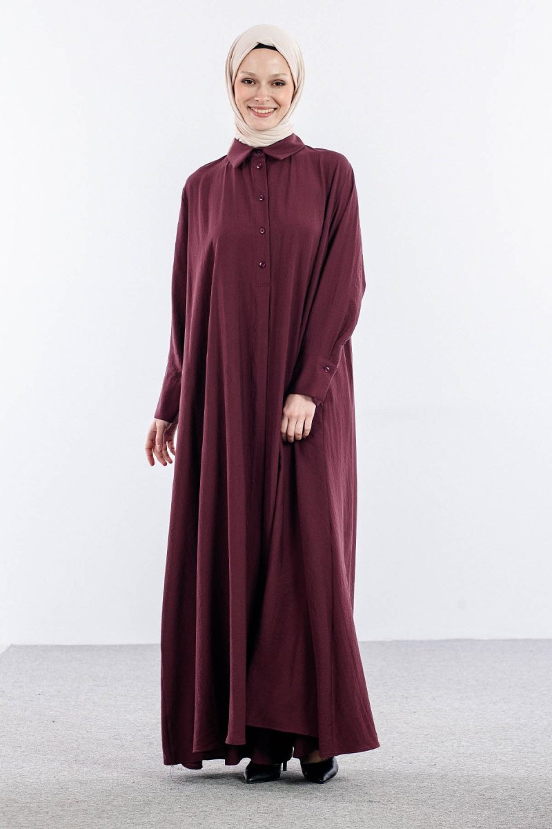 4109 Takım 38-40-42 Tam Boy Tunik - Bordo