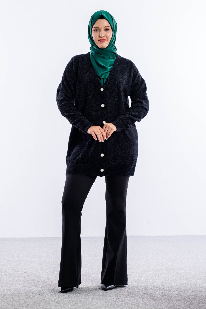 6925 Peluş Ceket Tek - Siyah