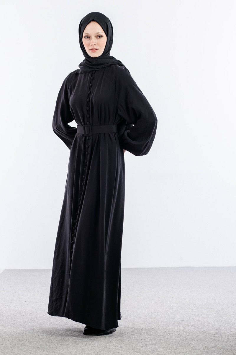 8658 Elbise 38-44 Britli Model - Siyah