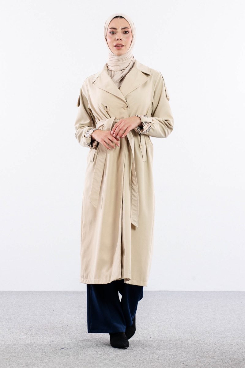 T1581 Trenç Kap 38-46 42 Çift Burberry Astar - Bej