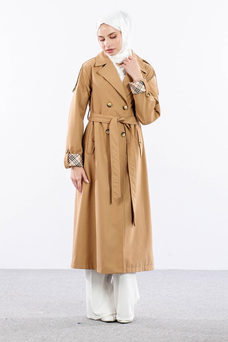 T1581 Trenç Kap 38-46 42 Çift Burberry Astar - Camel