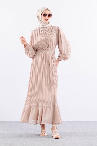 0295 Şık Elbise 38-48 - Bej
