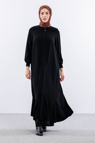 1001 Ferace 38-52 Mevlana Model Yaz - Siyah