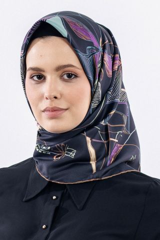 12507 Polyester Eşarp Twill Dokuma 90*90 - Petrol