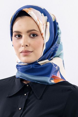 12511 İpek Eşarp Twill Dokuma 90*90 - Lacivert