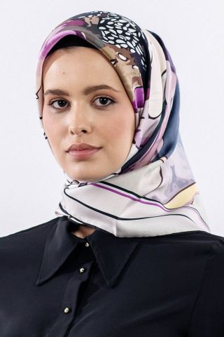 12513 İpek Eşarp Twill Dokuma - Gri Lila
