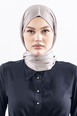 16862 FV Taşlı Brillant Şal - Vizon Gri