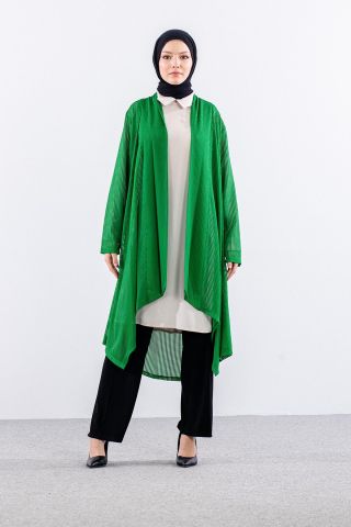 2244 Yelek M-2XL File Belde Lastik Detay (2444) - Yeşil