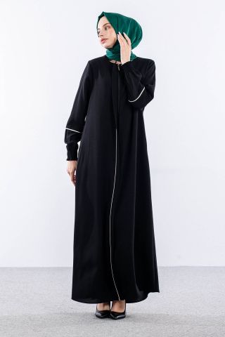 2268 Ferace 42-52 Biye Ve Kol Ucu Bürümcük - Siyah