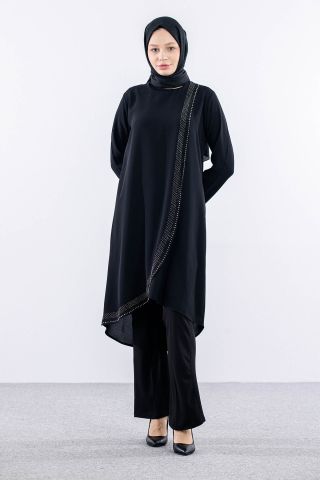2410 Tunik 42-48 Kapak - Siyah