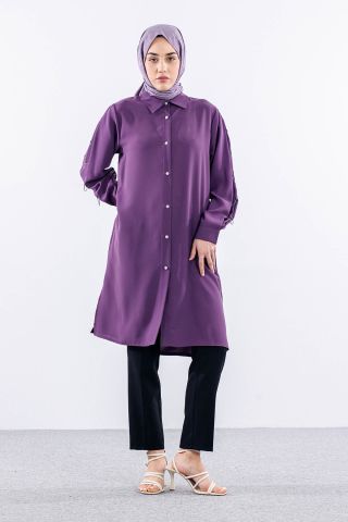 2424 Tunik 42-48 Kol Taş - Lila