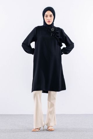 2425 Tunik 42-48 Broş - Siyah