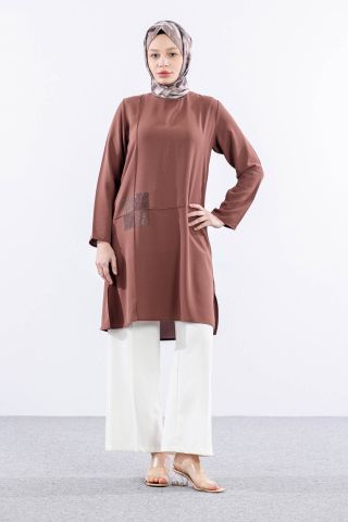 2429 Tunik 42-48 Kare - Kiremit