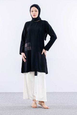 2429 Tunik 42-48 Kare - Siyah