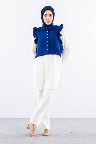 2431 Tunik 42-48 Yelekli - Saks