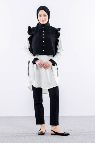 2431 Tunik 42-48 Yelekli - Siyah