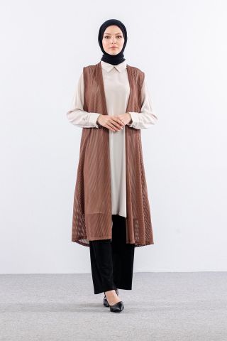 2441 Yelek M-2XL File Kumaş - Vizon