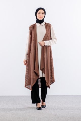 2443 Yelek M-2XL File Kumaş - Vizon