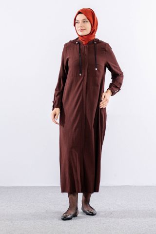 2503 A. Boy Kap 38-48 Kapüşonlu Spor Model - Kahve