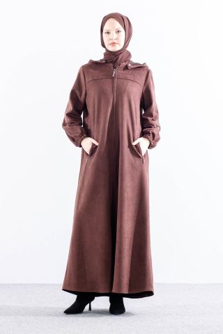 2543 Süet Pardösü 42-52 (690 Model) - Kahve