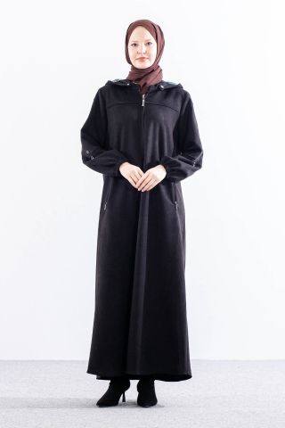 2543 Süet Pardösü 42-52 (690 Model) - Siyah