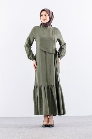 2576 Elbise 38-46 Kuşgözü - Haki