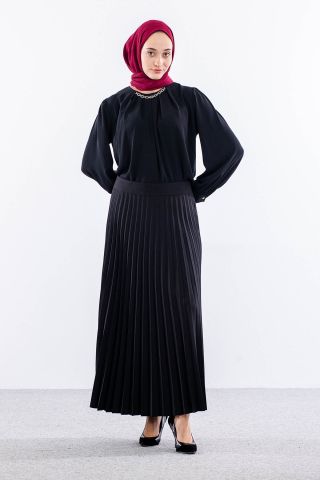 3322 Etek 38-48 Pilise Detay - Siyah