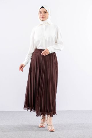 35059 Etek S-M-L Etek Ucu Volan Pilise - Kahve