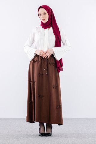3633 Etek 38-48 Tencel Kumaş - Kahve