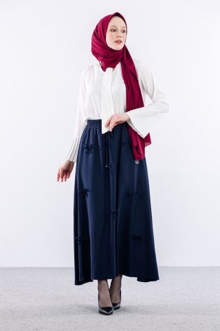 3633 Etek 38-48 Tencel Kumaş - Lacivert