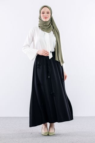 3633 Etek 38-48 Tencel Kumaş - Siyah