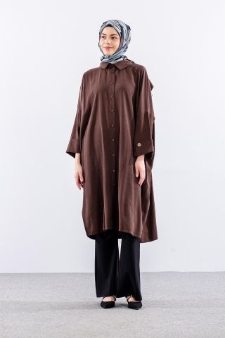 37199 Tunik Tek Manşet - Kahve