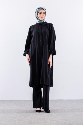 37199 Tunik Tek Manşet - Siyah